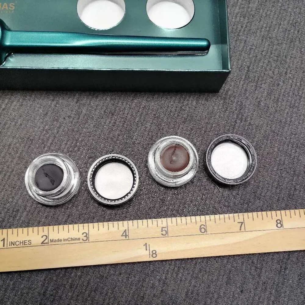 ANYHAS Gel Eyeliner Kit Black Mocha Brown Waterproof Eye Liner Silicone Tool OB